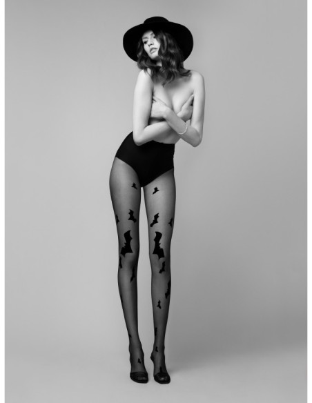 Dresuri negre de Halloween cu lilieci Dresuri negre de Halloween cu lilieci