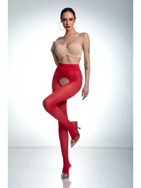 Red Amour Nymph Open Crotch cu model de colanți din plasă