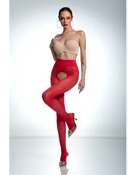 Red Amour Nymph Open Crotch cu model de colanți din plasă Red Amour Nymph Open Crotch cu model de colanți din plasă