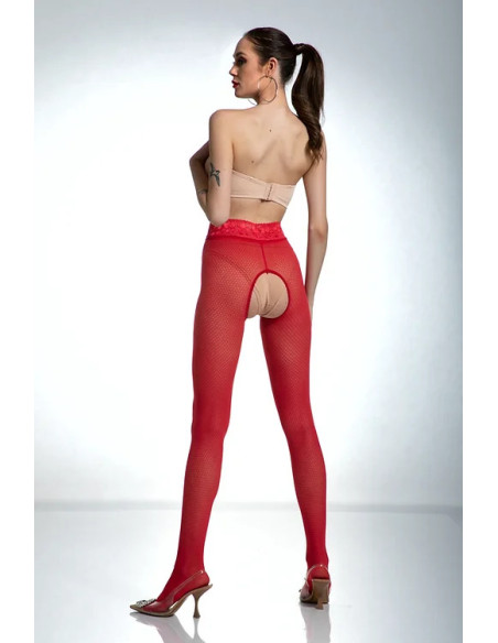 Red Amour Nymph Open Crotch cu model de colanți din plasă Red Amour Nymph Open Crotch cu model de colanți din plasă