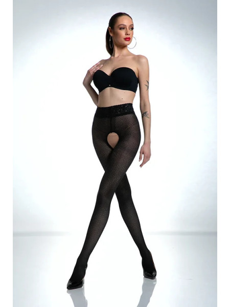 Model de colanți din plasă cu crotch deschis Black Amour Nymph