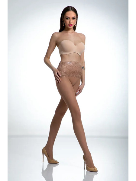 Colanti bej cu talie din dantela Amour Naked